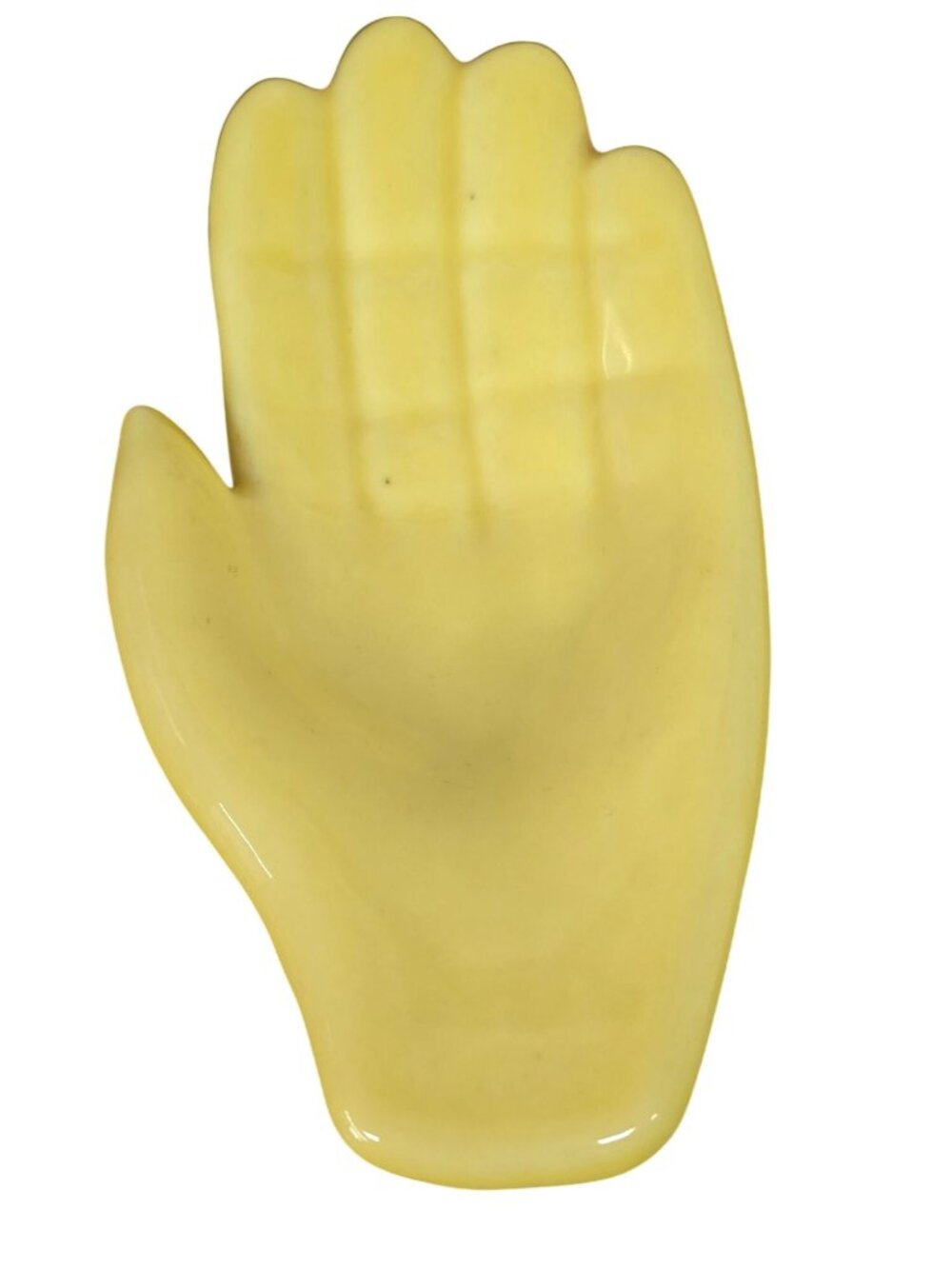 Vintage Styson China Hand Trinket Dish 4" Yellow Ceramic Ring Holder